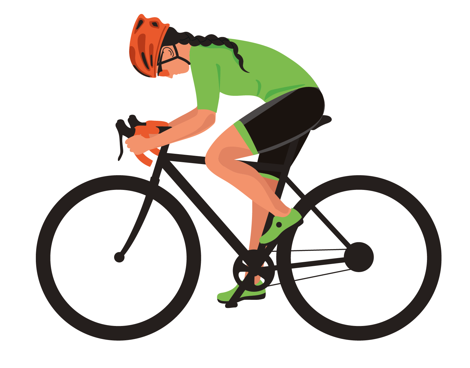 Female cyclist on race bike