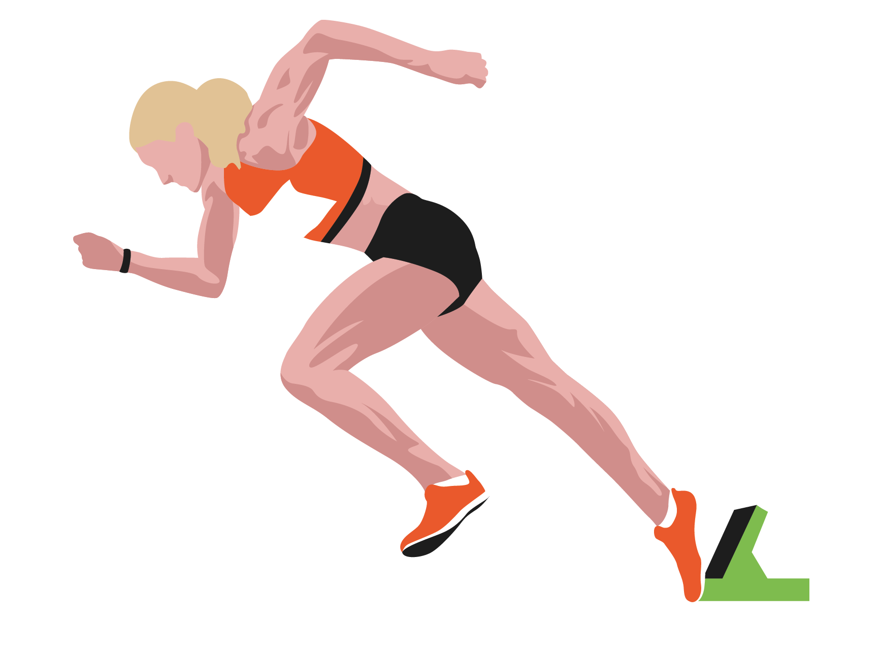 Female athlete sprinting out the blocks