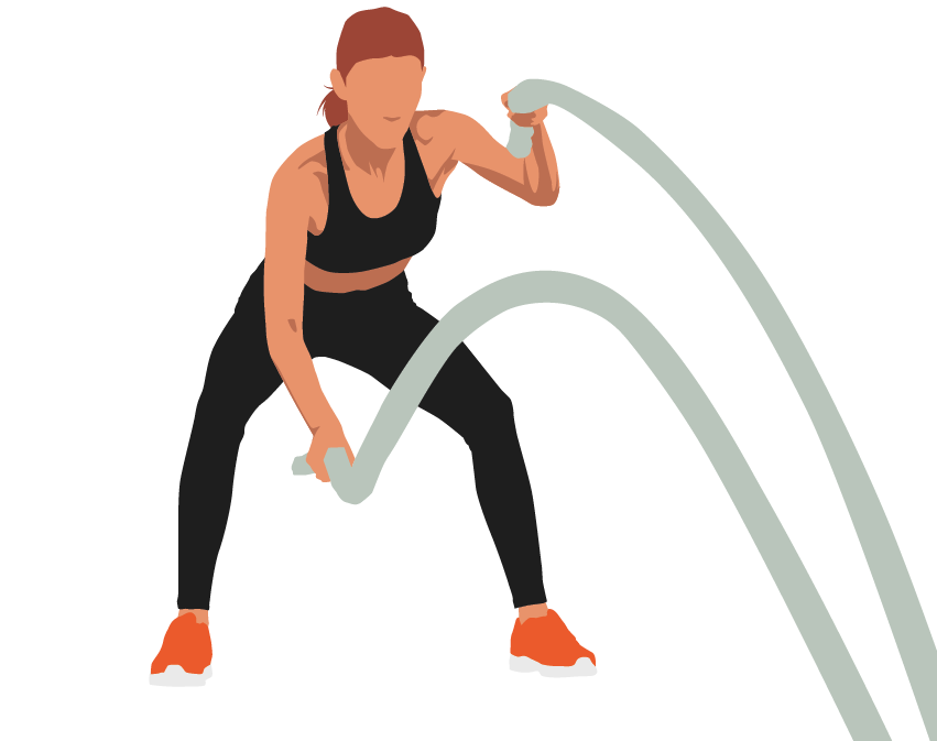 Female athlete training with ropes