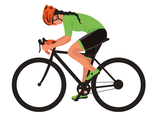 Female cyclist on race bike