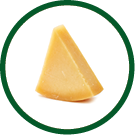 Piece of Parmesan cheese on white background