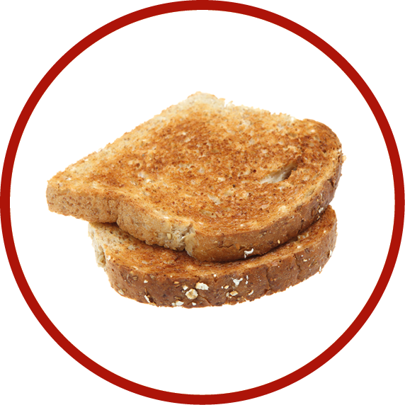 Two slices of wholemeal toast isolated ona white background