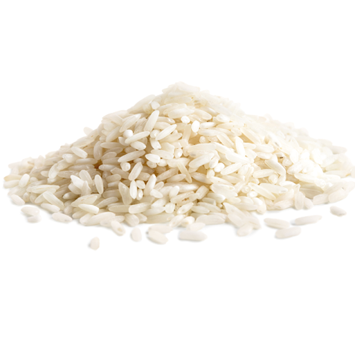Pile of long grain white rice isolated on white.