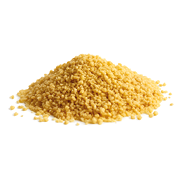 Heap of dry couscous isolated on white.