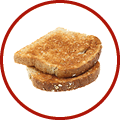 Two slices of wholemeal toast isolated ona white background
