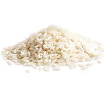 Pile of long grain white rice isolated on white.