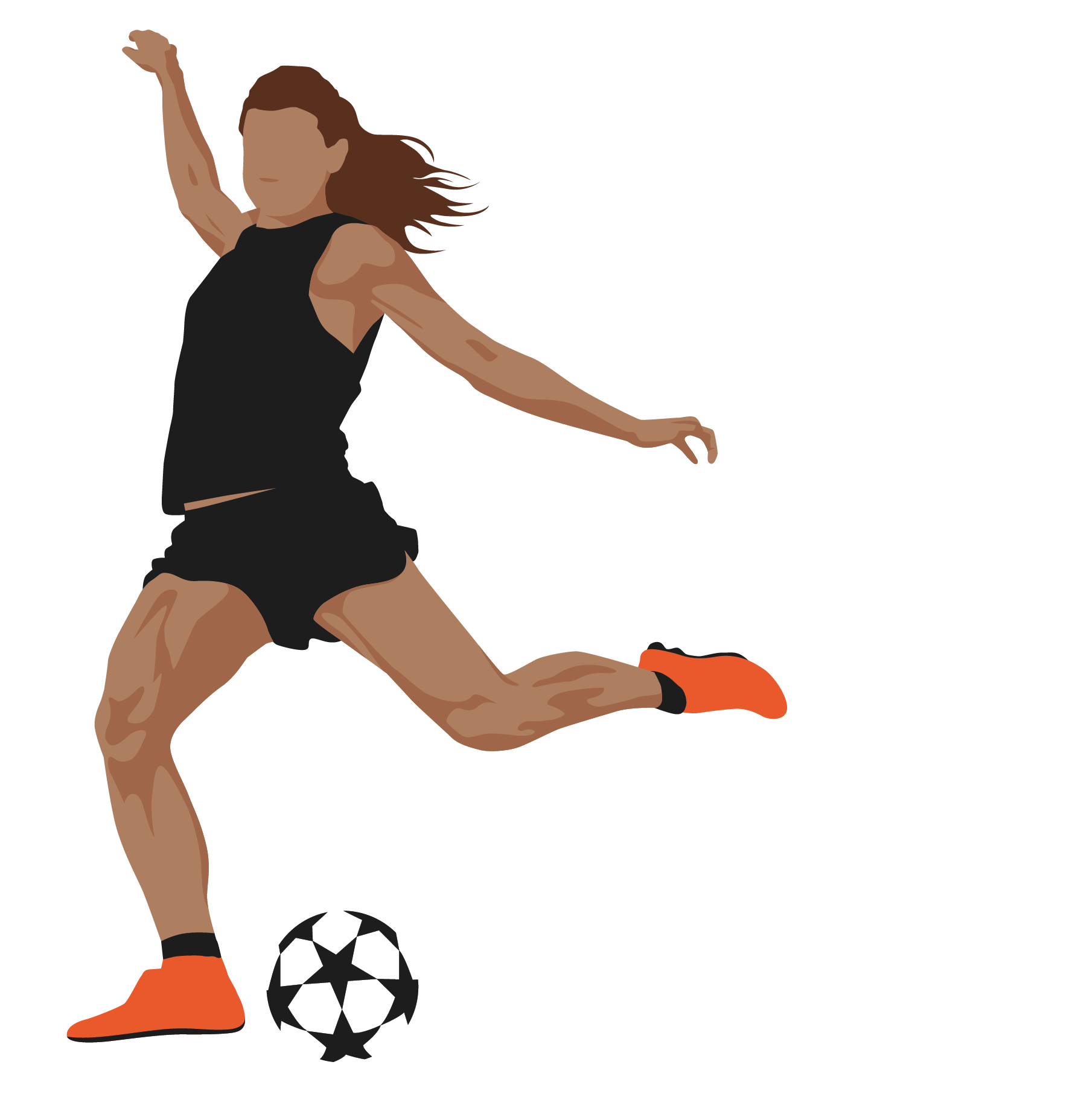 Female soccer player kicking the ball