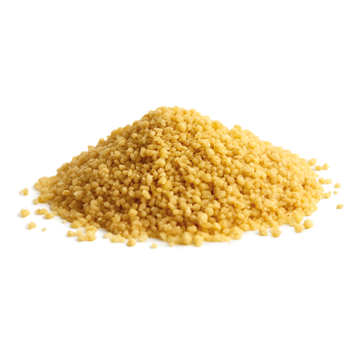 Heap of dry couscous isolated on white.