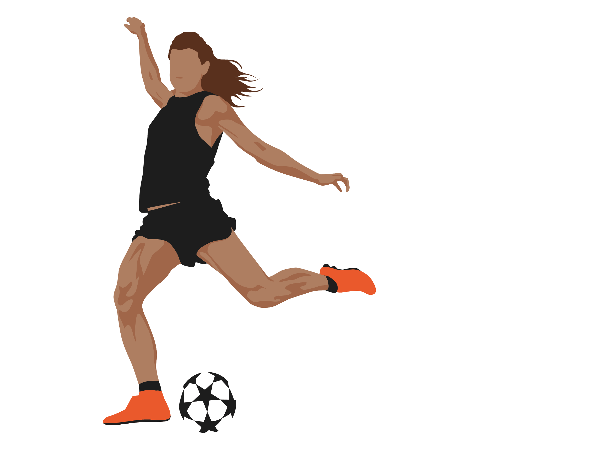 Female soccer player kicking the ball