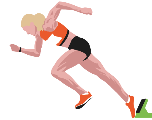 Female athlete sprinting out of the blocks