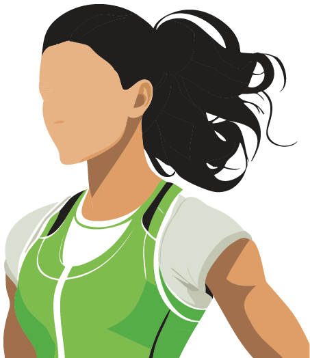Female athlete with hair tied back