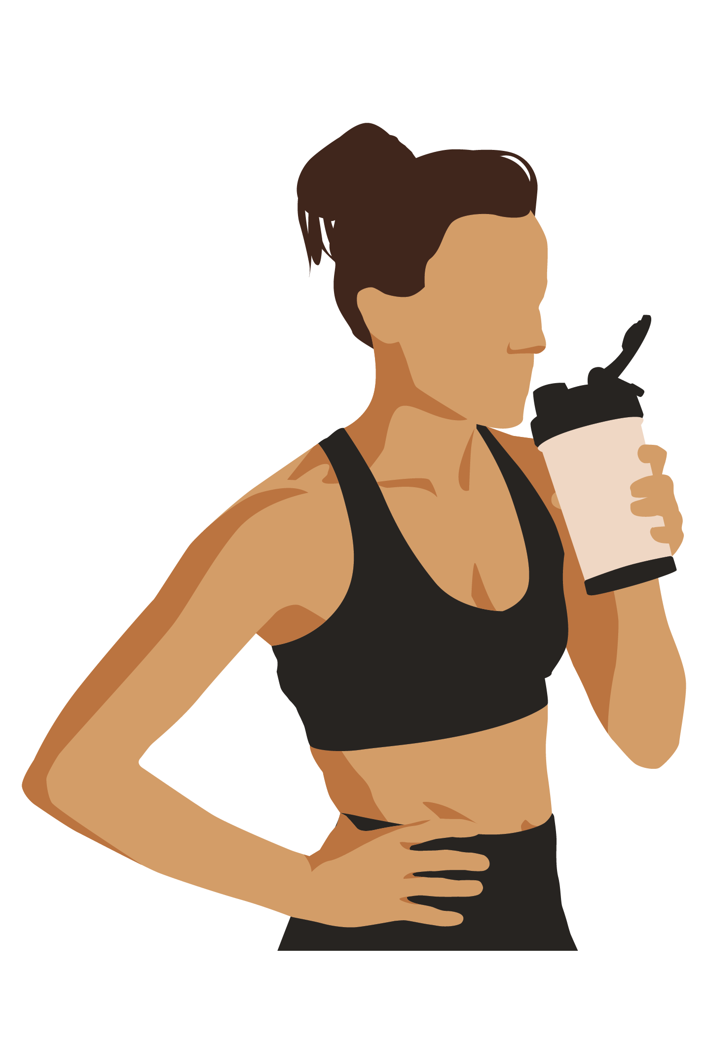 Female athlete drinking protein shake