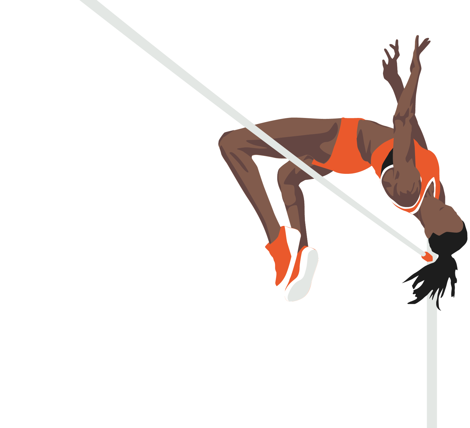 Female high jumper clearing bar