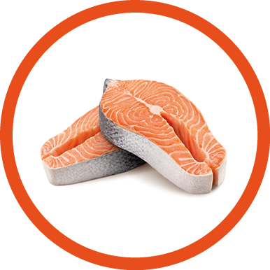 salmon, trout, steak, slice of fresh raw fish, isolated on white background, clipping path, full depth of field