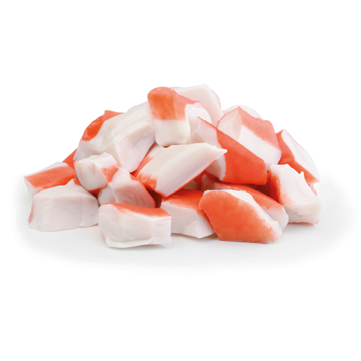 Pile of crab meat isolated on white background