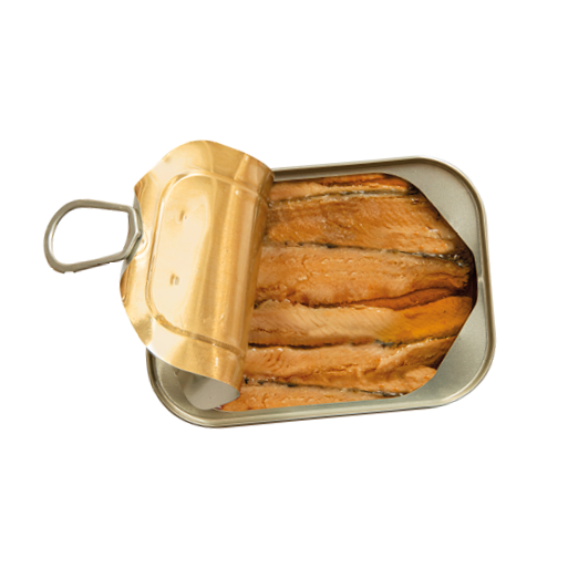 Can of sardines. Top view isolated on white background.