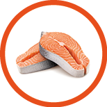 salmon, trout, steak, slice of fresh raw fish, isolated on white background, clipping path, full depth of field