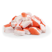 Pile of crab meat isolated on white background