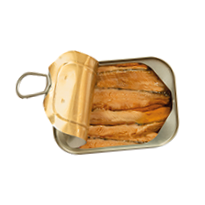 Can of sardines. Top view isolated on white background.