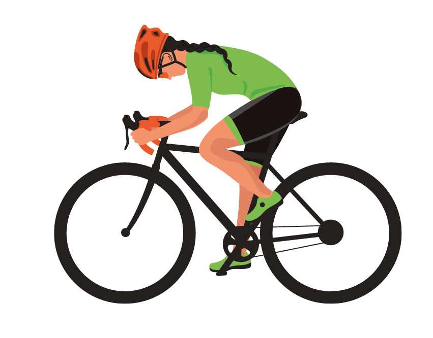 Female cyclist on bike