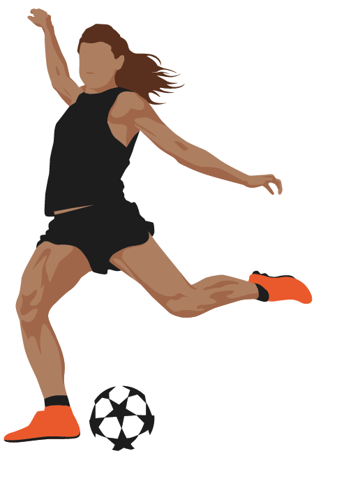 Female soccer player kicking the ball
