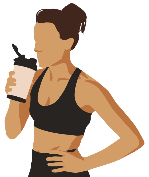 Female athlete drinking a protein shake after exercise