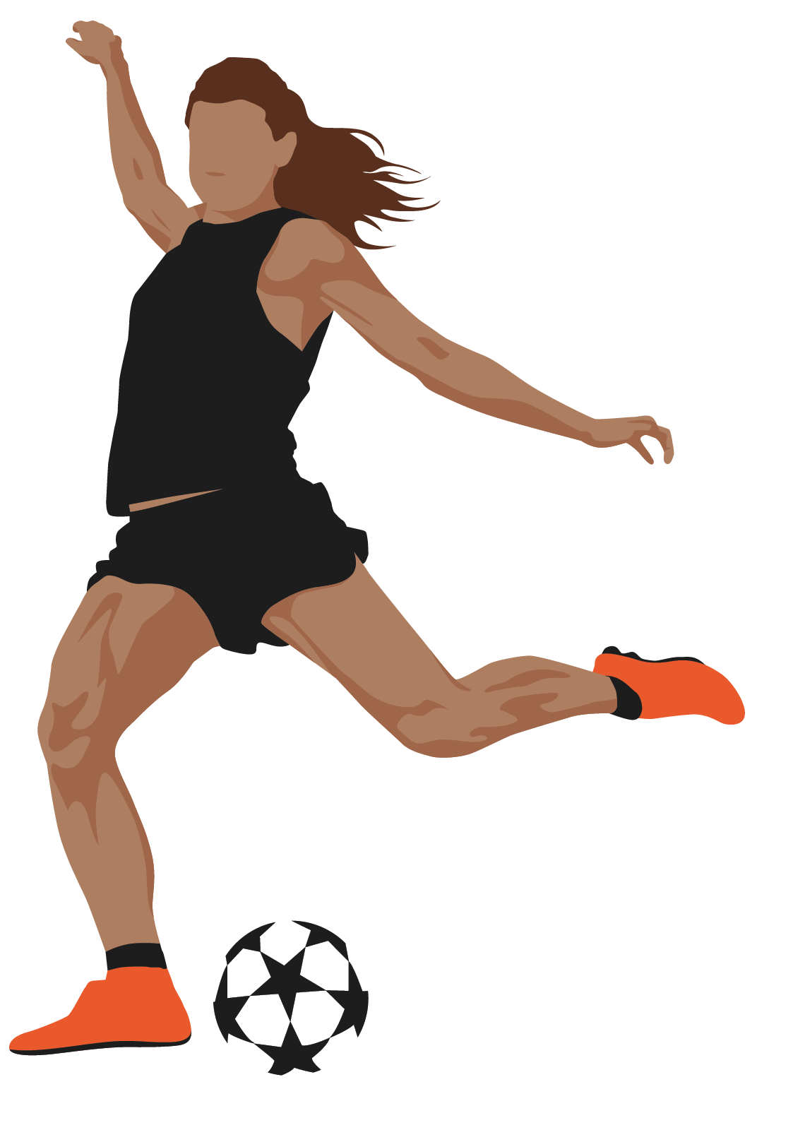 Female soccer player kicking the ball