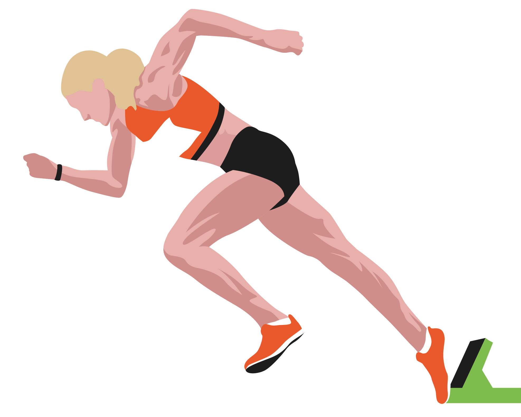 Female athlete sprinting out of the blocks
