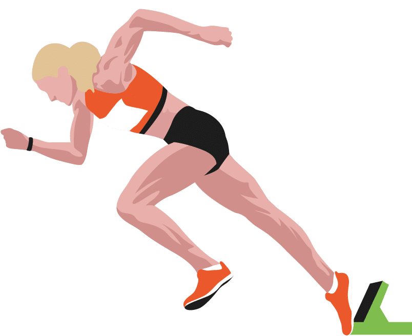 Female athlete sprinting out of the blocks