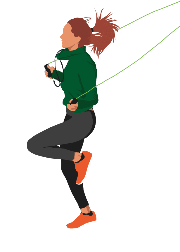 Female athlete skipping with rope