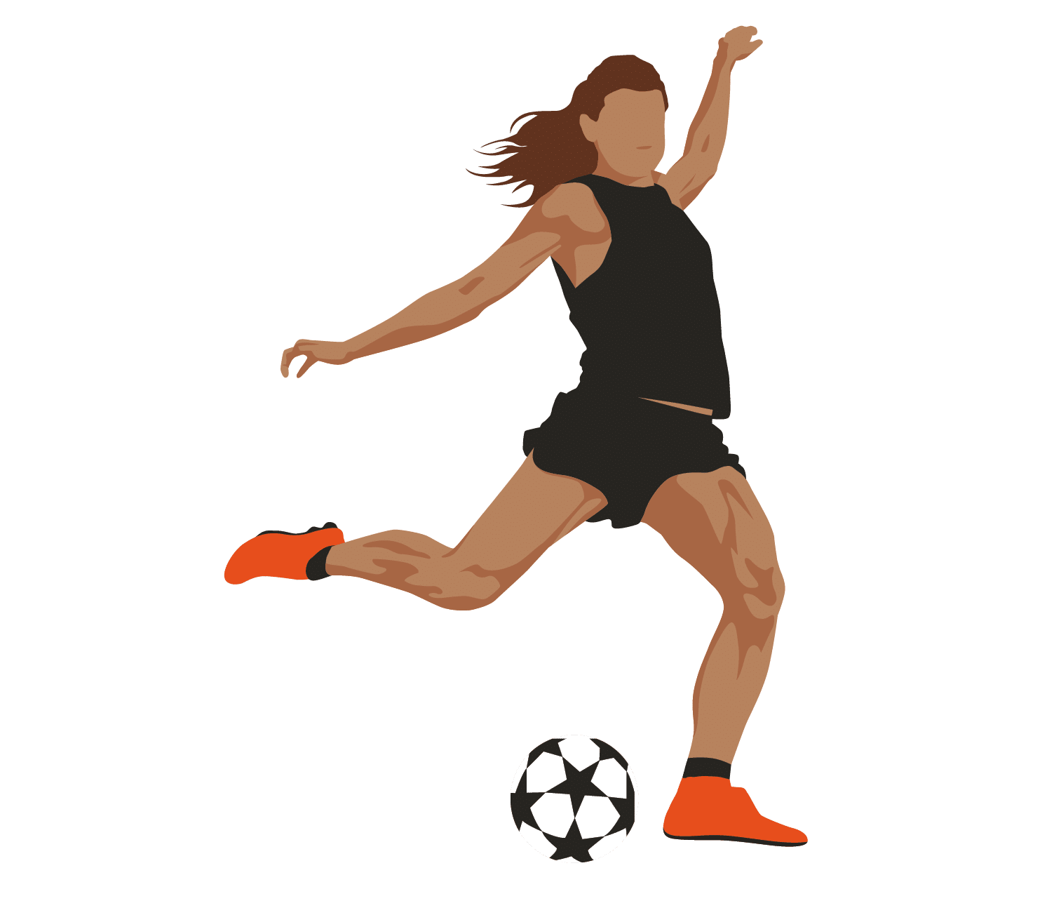 Female soccer player kicking the ball