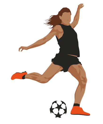 Female soccer player kicking the ball