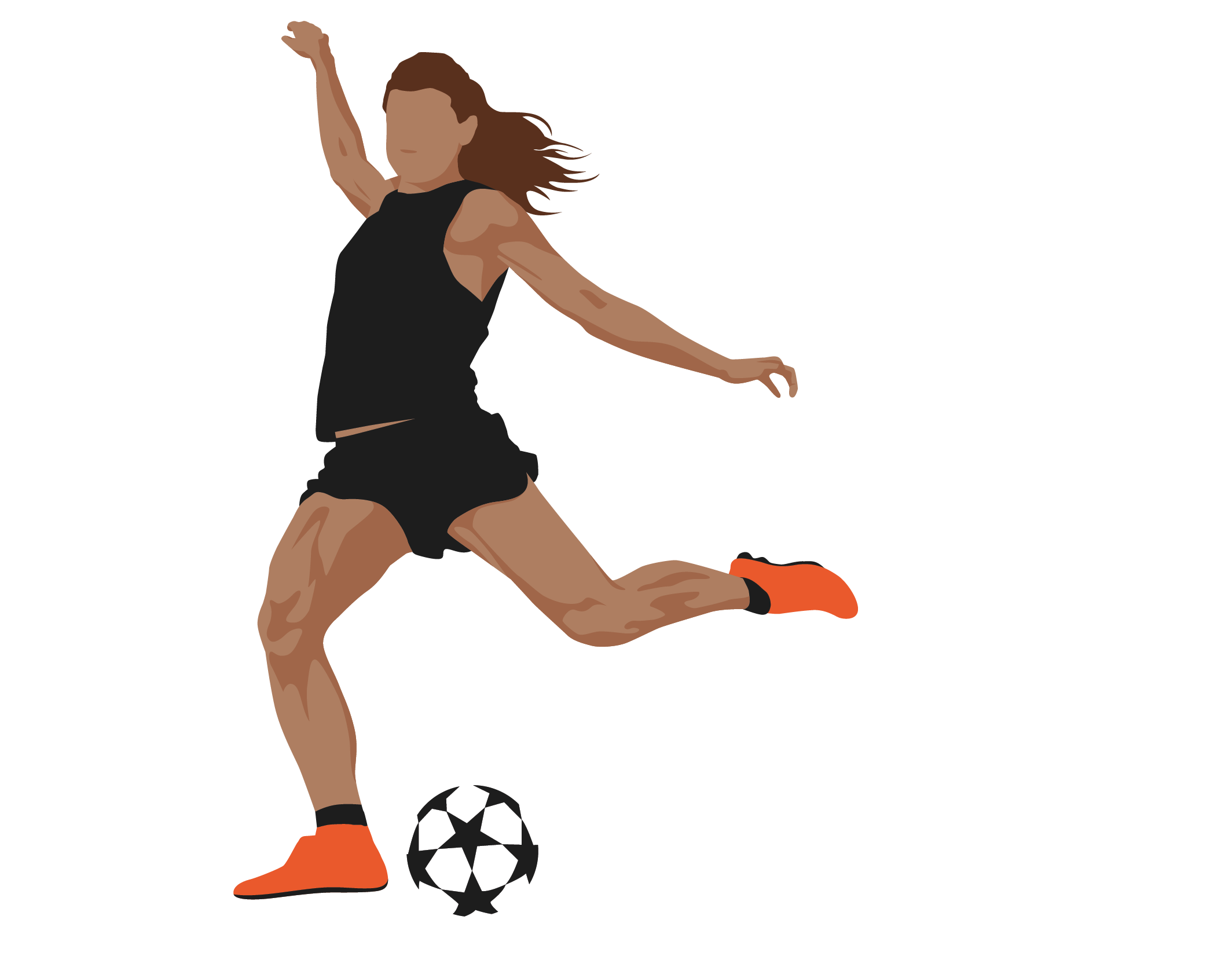 Female soccer player kicking the ball