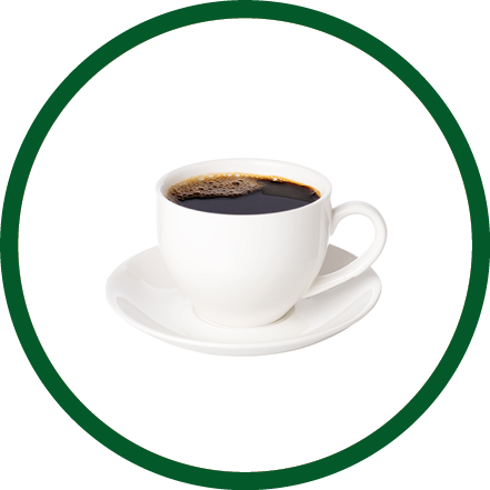 Black coffee in cup isolated on white background.