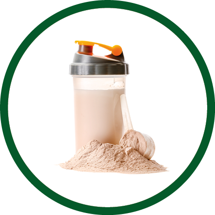 Bottle of protein shake on white background
