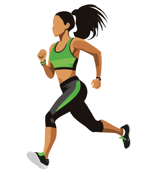 Female runner with tied back hair