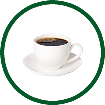 Black coffee in cup isolated on white background.