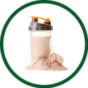 Bottle of protein shake on white background