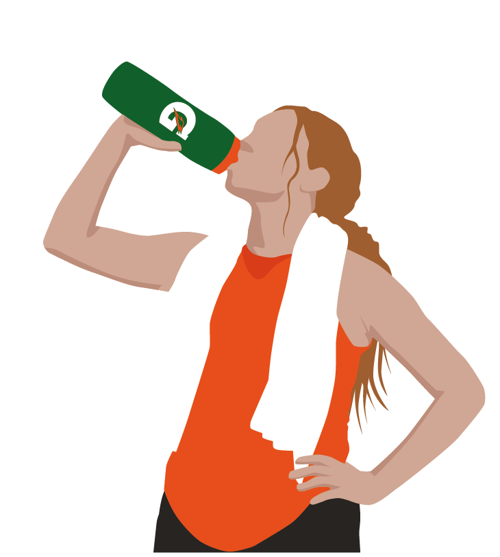 Female athlete re-hydrating after exercise