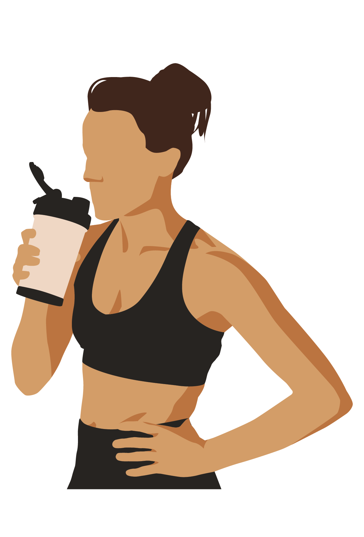 Female athlete drinking protein drink