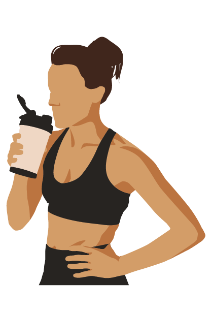 Female athlete drinking protein drink
