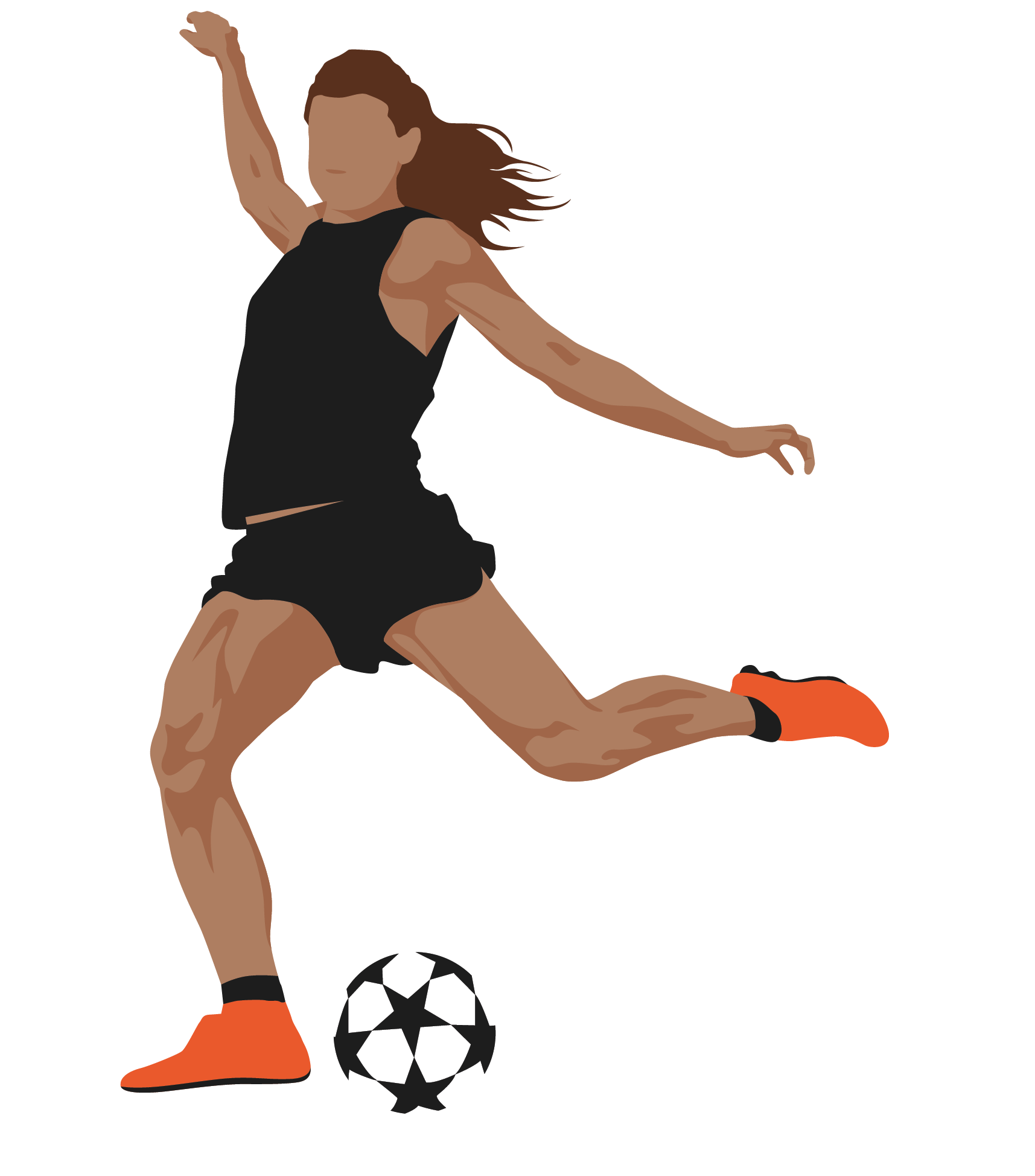 Female soccer player kicking the ball