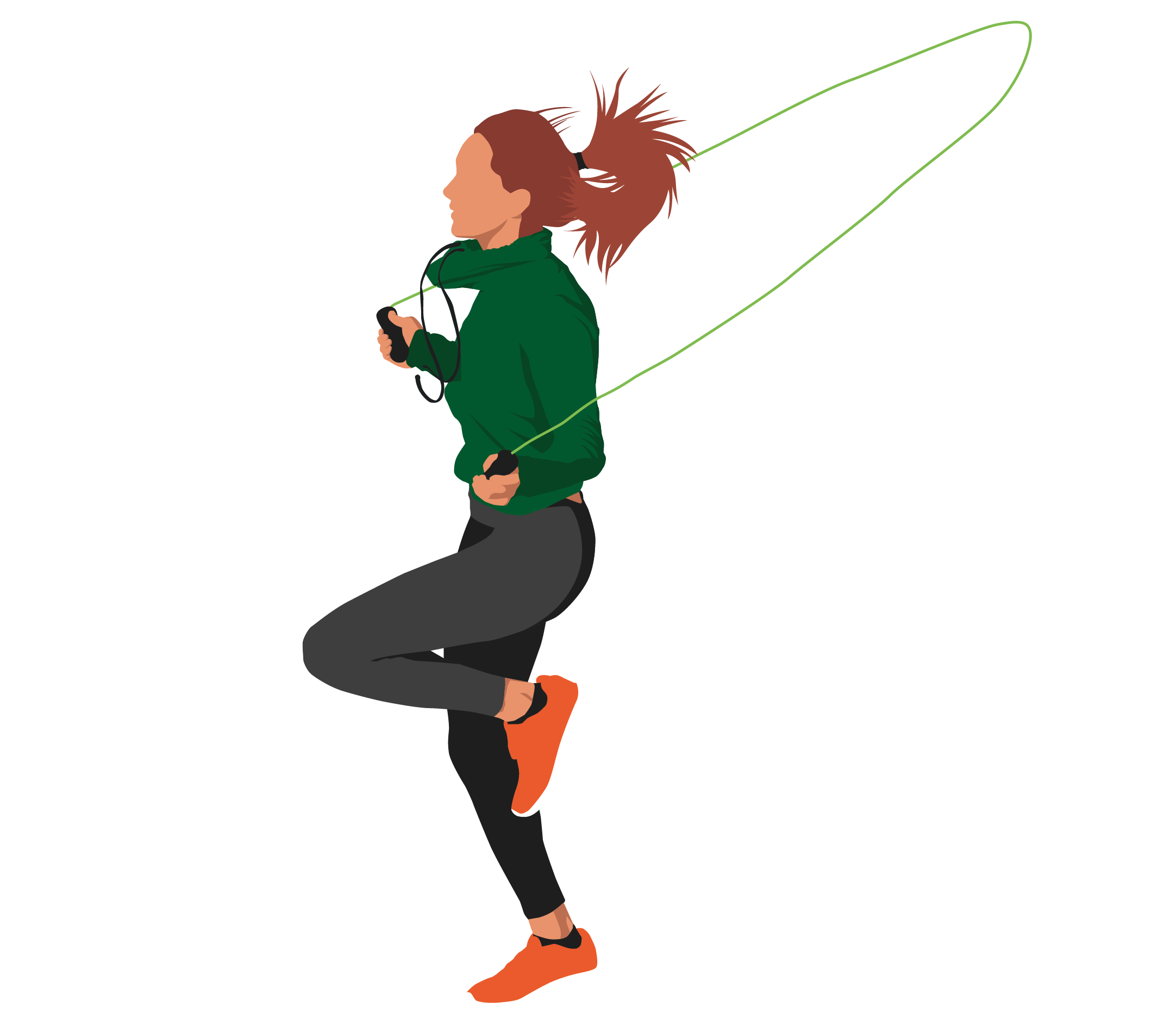 Female athlete skipping with a rope