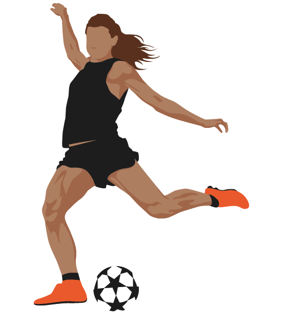 Female soccer player kicking the ball