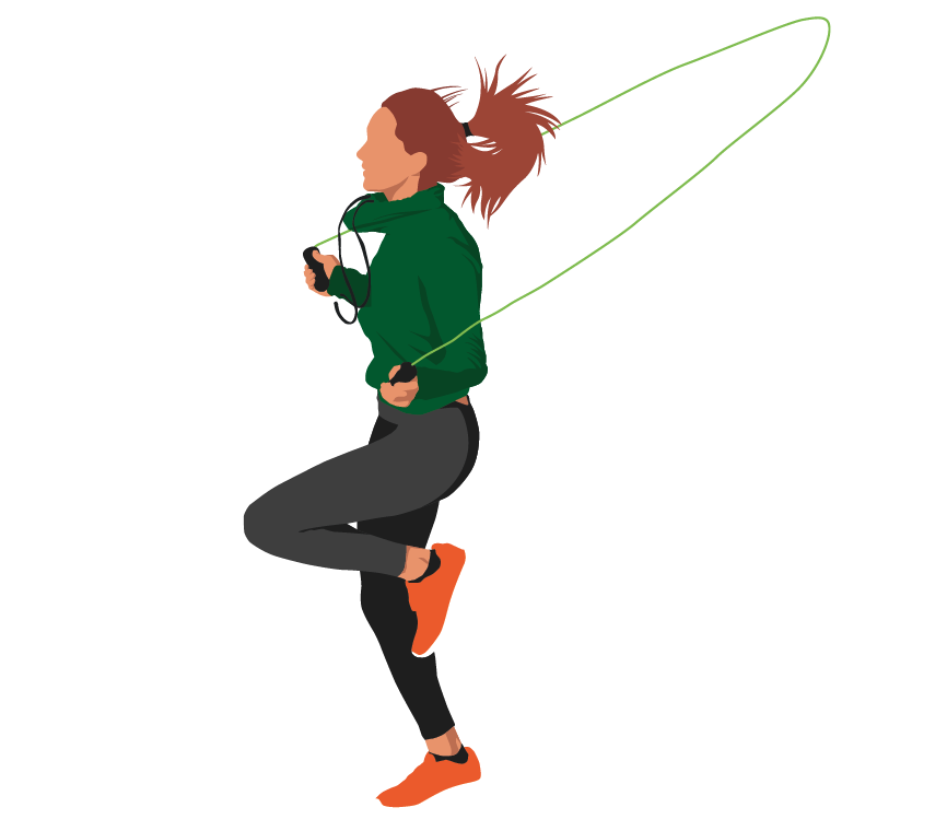 Female athlete skipping with a rope