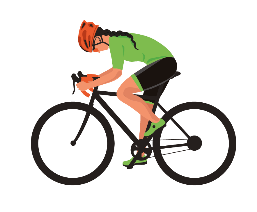 Female cyclist on a race bike