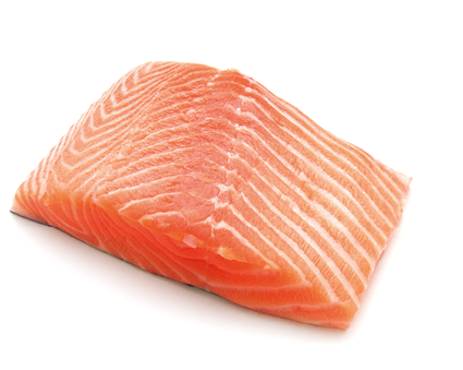 fresh salmon steak on white background