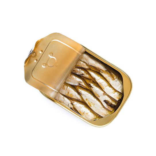 Can of sardines isolated on white background