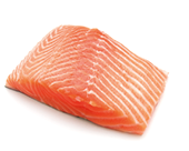 fresh salmon steak on white background
