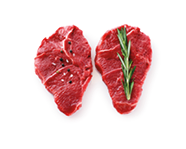 Fresh raw beef steaks, pepper and rosemary isolated on white background. With clipping path.